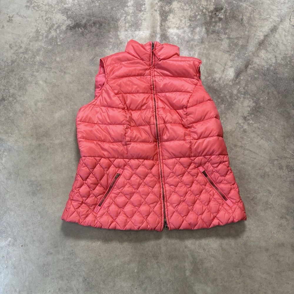 Talbots Puffer Vest Womens Size 1X Pink Down Fill Quilted Mock Neck Zip Pockets